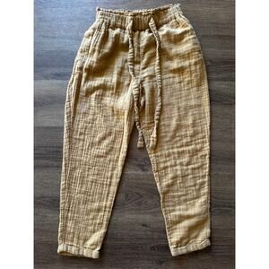 SO Brand Mustard Yellow 100% Linen Drawstring Pant Size XS